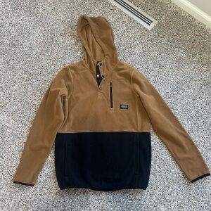 Unisex Dravus Two-Tone Brown and Black Hooded Fleece Pullover